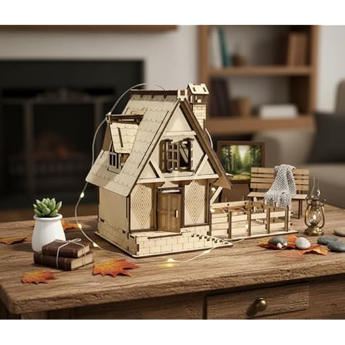 WOODEN 3D PUZZLES FARM DOLL MINI HOUSE CONSTRUCTION MODELING KIT - TO ASSEMBLE - Image 1